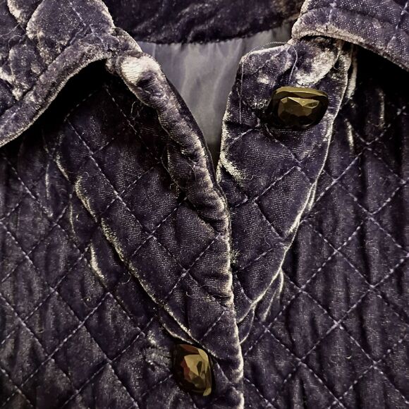 Purple Shimmery Velvet Quilted Jacket Barn Coat Women's 12 Preppy Old Money - Picture 3 of 4
